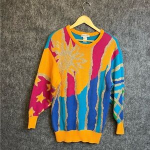 Vintage Semplice 90’s Sweater Vibrant Multicolor Sweater Size Small oversized